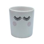 CACHEPÔ REDONDO OLHOS BRANCO LOUÇA