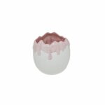 CASCA OVO CACHEPÔ BRANCO E ROSA M CERÂMICA