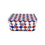 MALETA CARTONADA LOSANGOS AZUL VERMELHO E BRANCO P