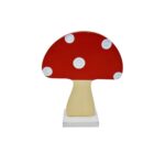 Display de cogumelo decorativo em mdf, com chapéu vermelho