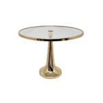 BOLEIRA PRATO PARA DOCES E BOLO, COM PÉ E BORDA DOURADOS E BASE EM VIDRO. LOCAÇÃO PARA FESTAS