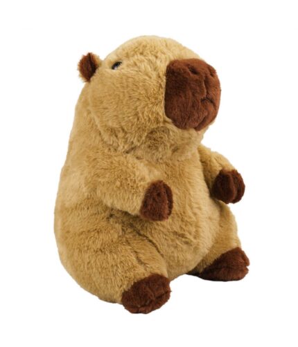 Capivara em plush (pelúcia) para decoração de festa de aniversário no tema Capivaras, disponível para locação.