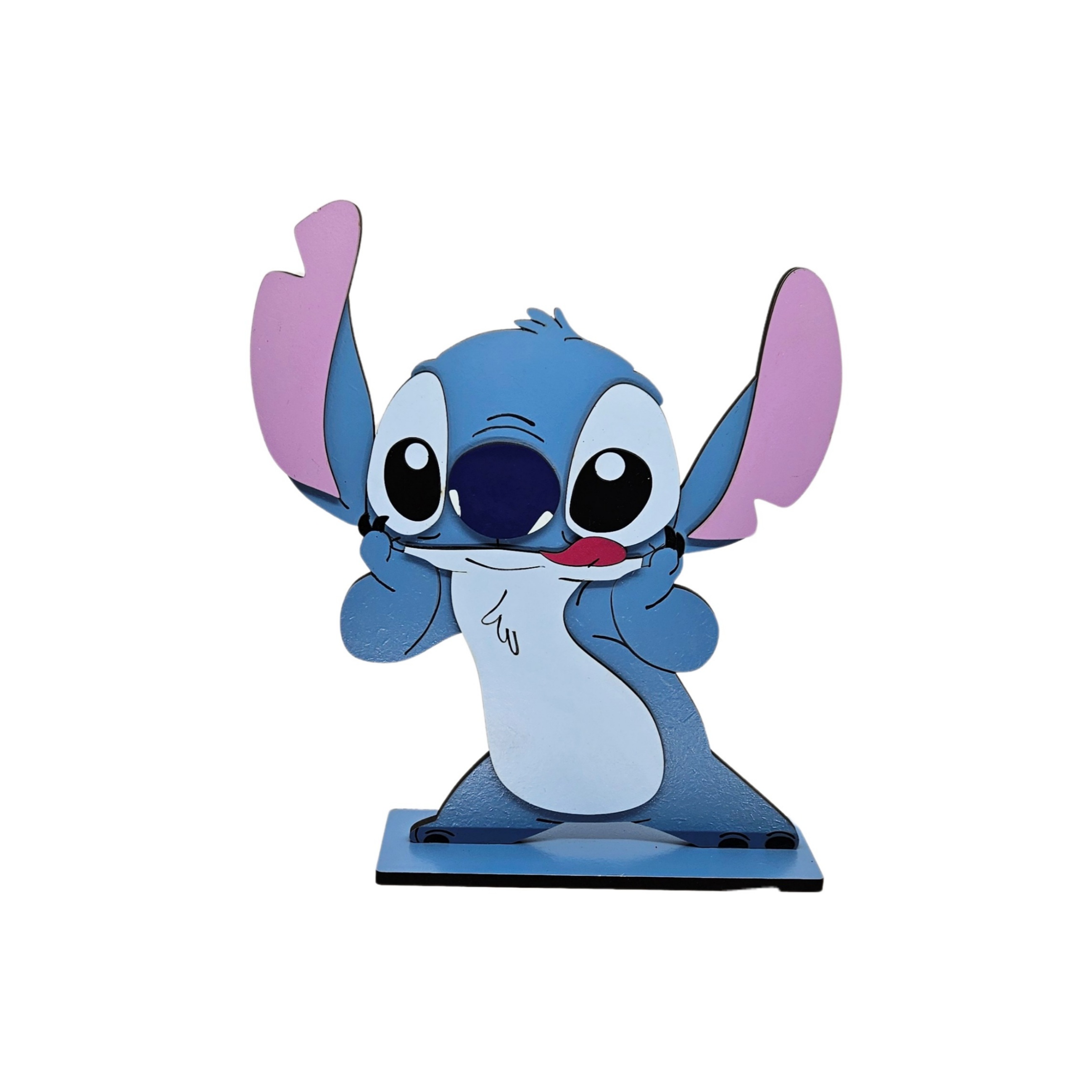 Display de mdf 2D da personagem Stitch, para decoração de festa no tema Lilo & Stitch para locação