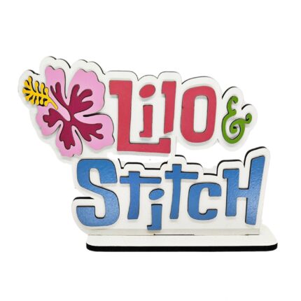 Display de mdf 2D com logo Lilo & Stitch para decoração de festa no tema, para locação