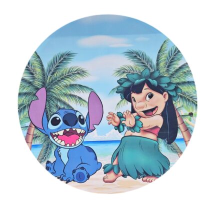 Capa para painel redondo em tecido veste fácil com Lilo e Stitch, Lilo vesidad de Hula.
