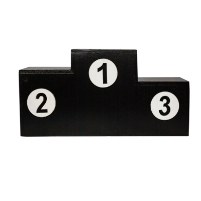 PÓDIO DECORATIVO DE MESA (1º, 2º E 3ºLUGARES) PRETO EM MDF PARA FESTAS DOS TEMAS: CARROS, HOT WHEELS, F[ORMULA 1, CORRIDA, FUTEBOL, JOGOS.