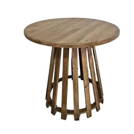 MESA REDONDA RÚSTICA COM PÉ CONE RIPADO G