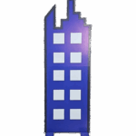 Painel decorativo para festa em formato de prédio amarelo, para temas de heróis como: homem aranha, spidey, super homem, batman, capitão america, hulk, mulher maravilha, flash, entre outros.